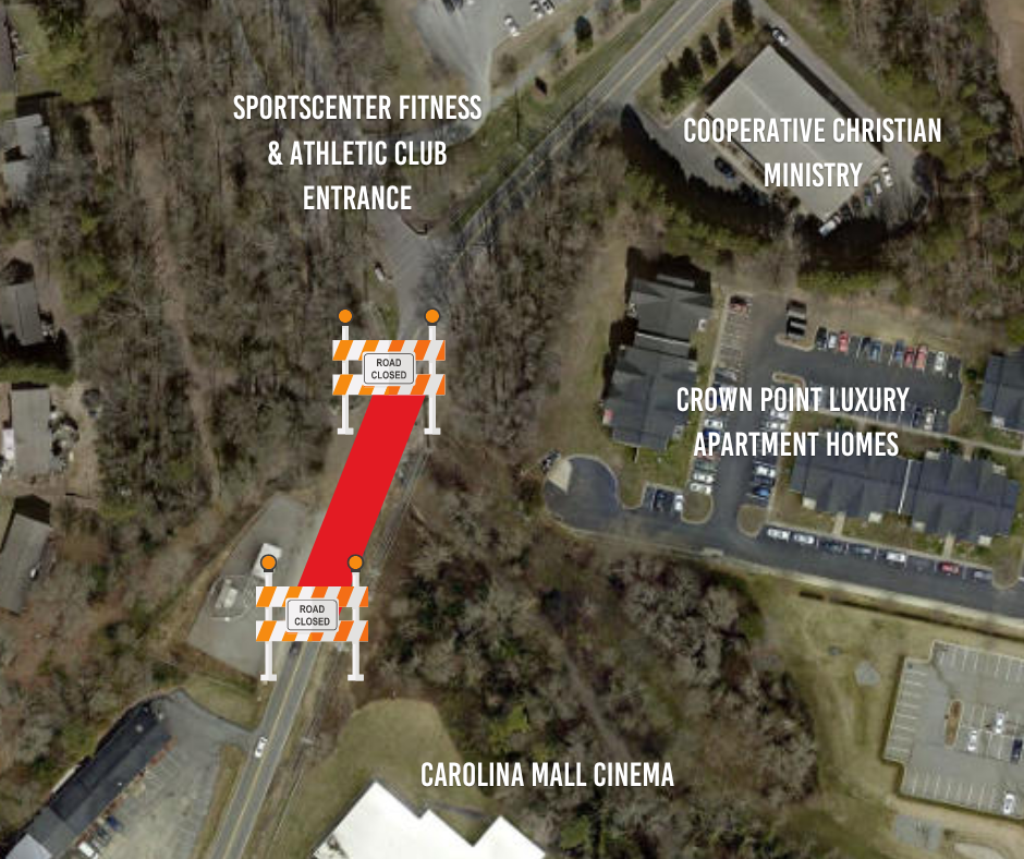 Close Up Map of Country Club Drive Closure